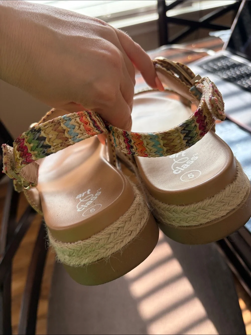 Girls' Art Class Multicolor Woven Strap Sandals - 5